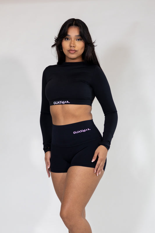 BLACK LONG SLEEVE SPORT BRA